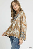 Umgee Floral Boho Blouse with Scalloped Hem - Trendsi - Flyclothing LLC
