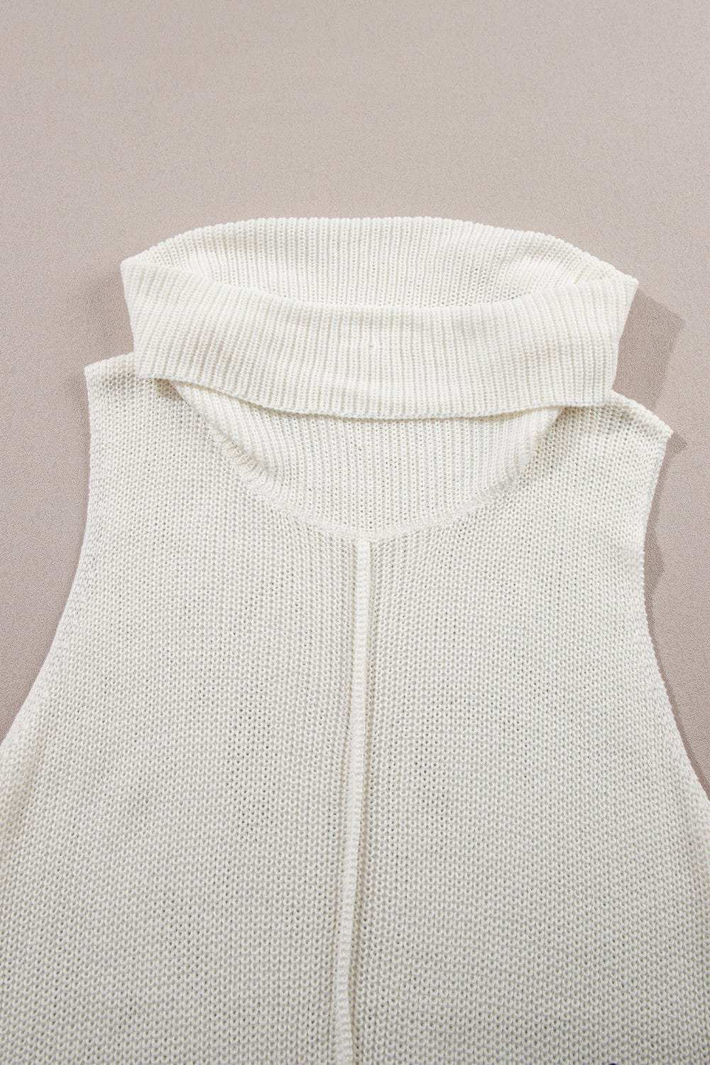 Central Seam Turtleneck Sleeveless Sweater Vest - Trendsi - Flyclothing LLC