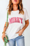 MERRY Round Neck Short Sleeve T-Shirt - Trendsi - Flyclothing LLC