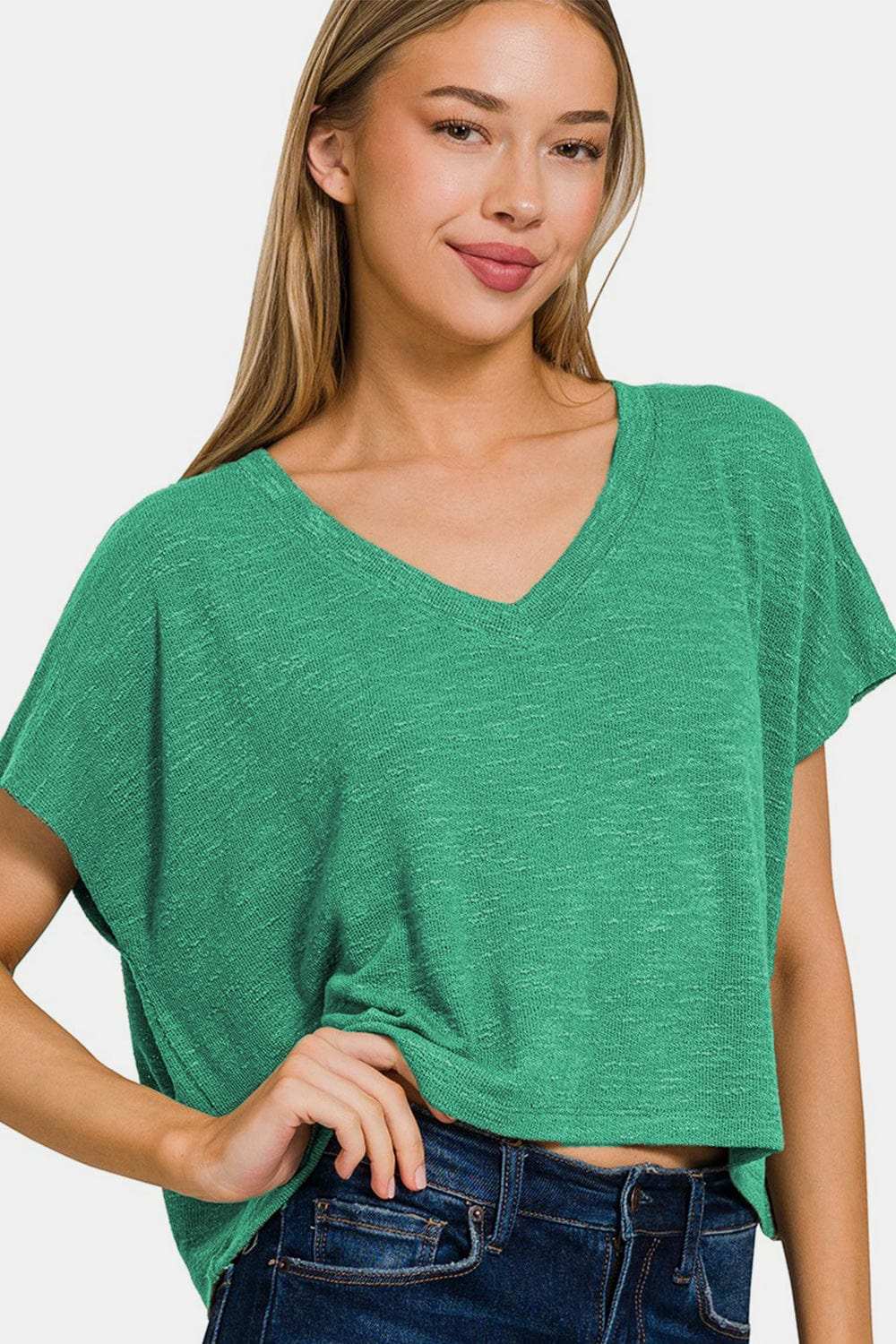 Zenana V-Neck Short Sleeve T-Shirt - Trendsi - Flyclothing LLC