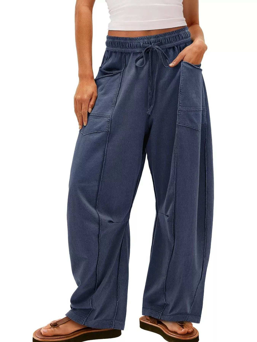 Drawstring Wide Leg Pants - Trendsi - Flyclothing LLC