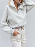 Half Zip Long Sleeve Sweatshirt - Trendsi - Flyclothing LLC