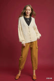 Umgee Cable Knit Pearl Button Cardigan - Trendsi - Flyclothing LLC