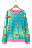 Pumpkin Striped Long Sleeve Sweatshirt - Trendsi - Flyclothing LLC
