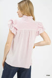 Umgee Ruffled Sleeve Textured Blouse - Trendsi - Flyclothing LLC