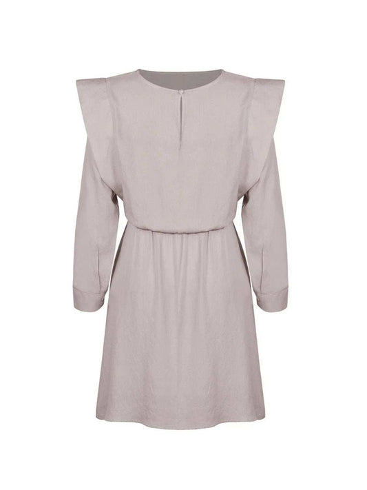 Round Neck Long Sleeve Mini Dress - Trendsi - Flyclothing LLC