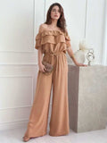 Ruffled Off-Shoulder Wide Leg Jumpsuit - Trendsi - Flyclothing LLC