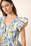 Mittoshop Floral V-Neck Cap Sleeve Mini Dress - Trendsi - Flyclothing LLC