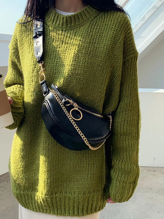 Chain Decor Crescent Crossbody Bag - Trendsi - Flyclothing LLC