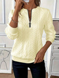 Texture Half Zip Long Sleeve Sweatshirt - Trendsi - Flyclothing LLC