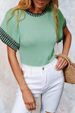 Round Neck Short Sleeve Knit Top - Trendsi - Flyclothing LLC