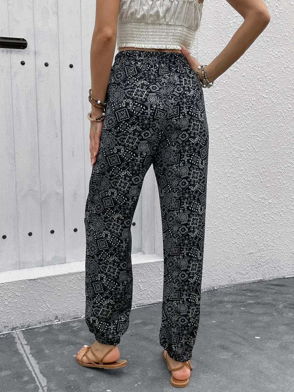 Printed High Waist Pants - Trendsi - Flyclothing LLC