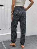 Printed High Waist Pants - Trendsi - Flyclothing LLC