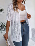 Openwork Open Front Half Sleeve Cardigan - Trendsi - Flyclothing LLC