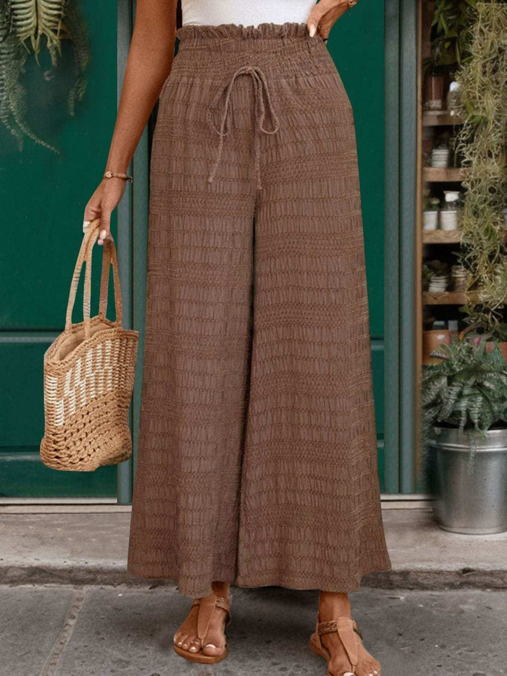 Tied Wide Leg Pants - Trendsi - Flyclothing LLC