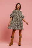 BiBi Leopard Denim Dress With Back Contrast Tie Detail - Trendsi - Flyclothing LLC