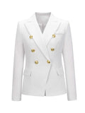 Lapel Collar Long Sleeve Blazer - Trendsi - Flyclothing LLC
