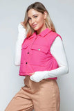 Snobbish Snap Down Quilted Crop Vest - Trendsi - Flyclothing LLC