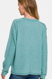 Zenana Full Size Contrast Stitching Brushed Ribbed Hacci Knit Top Plu Size - Trendsi - Flyclothing LLC