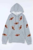 Drawstring Football Long Sleeve Hoodie - Trendsi - Flyclothing LLC