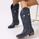 Western Star Embroidered Cowboy Boots - Trendsi - Flyclothing LLC