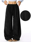 Casual Corduroy Wide Leg Pants - Trendsi - Flyclothing LLC