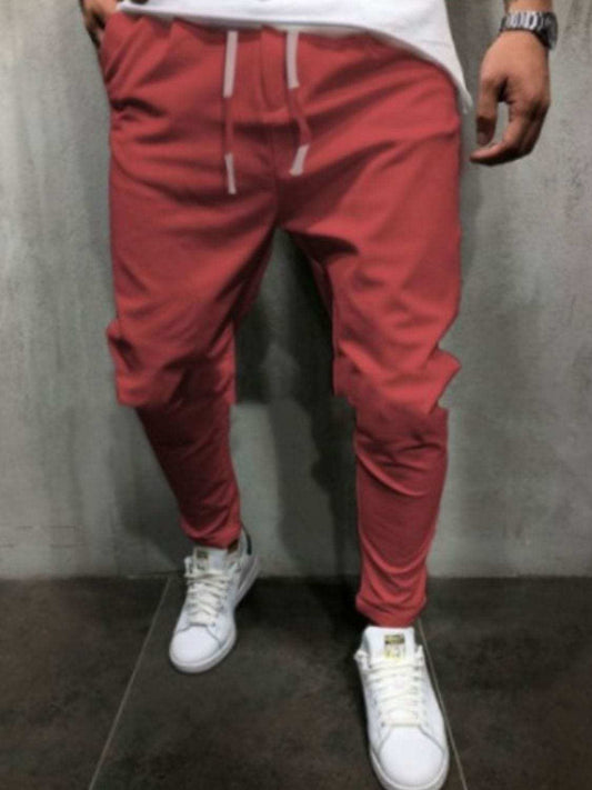 Men's Plus Size Drawstring Cropped Slim Pants - Trendsi - Flyclothing LLC