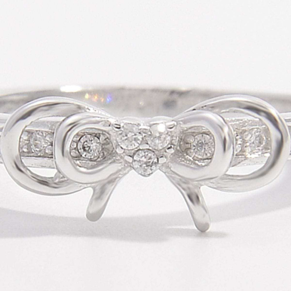 925 Sterling Silver Inlaid Zircon Bow Ring - Trendsi - Flyclothing LLC