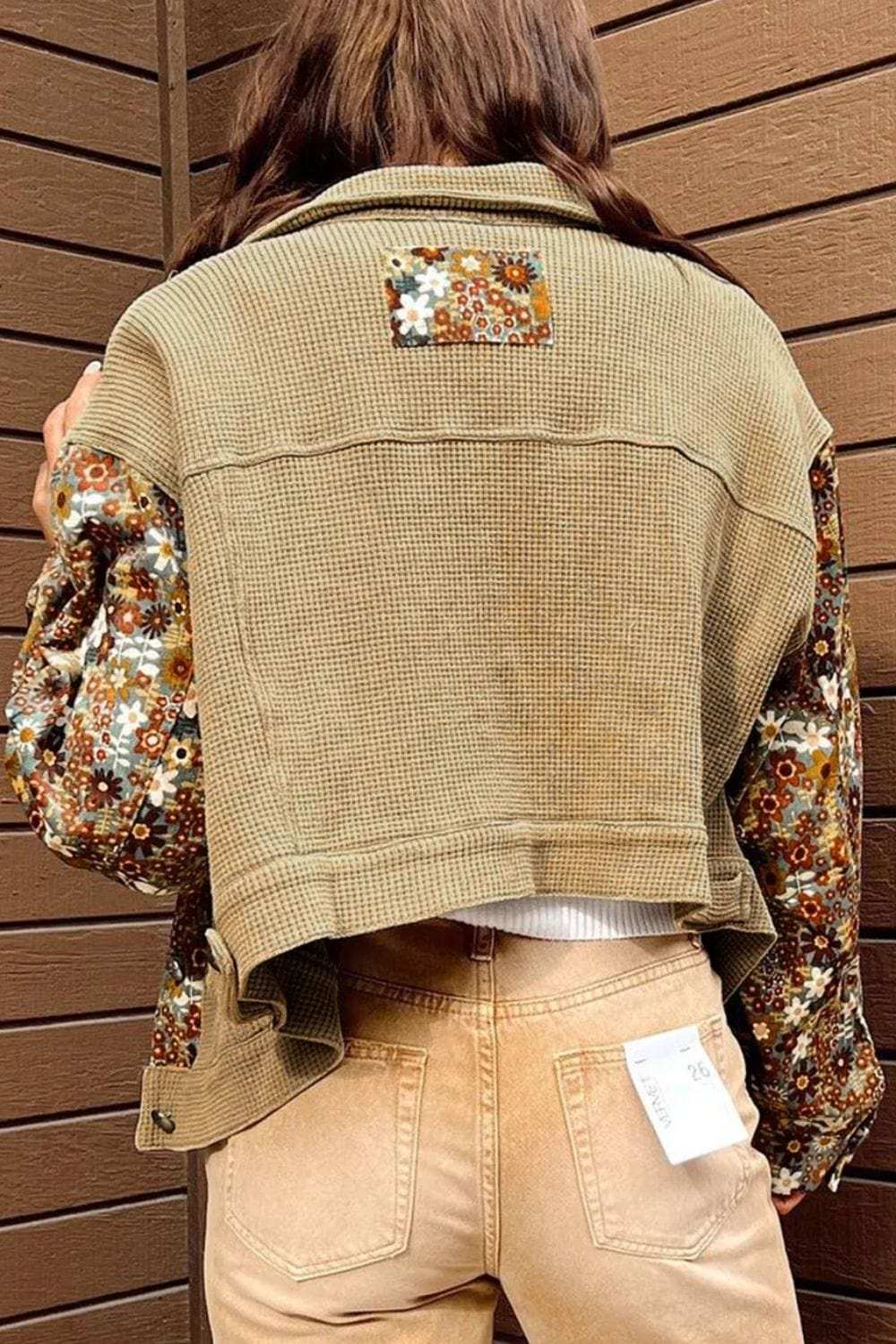 Printed Collared Neck Long Sleeve Jacket - Trendsi - Flyclothing LLC