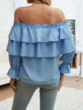 Off-Shoulder Flounce Sleeve Blouse - Trendsi - Flyclothing LLC