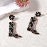 Western Boot Dangle Earrings with Rhinestones - Trendsi - Flyclothing LLC