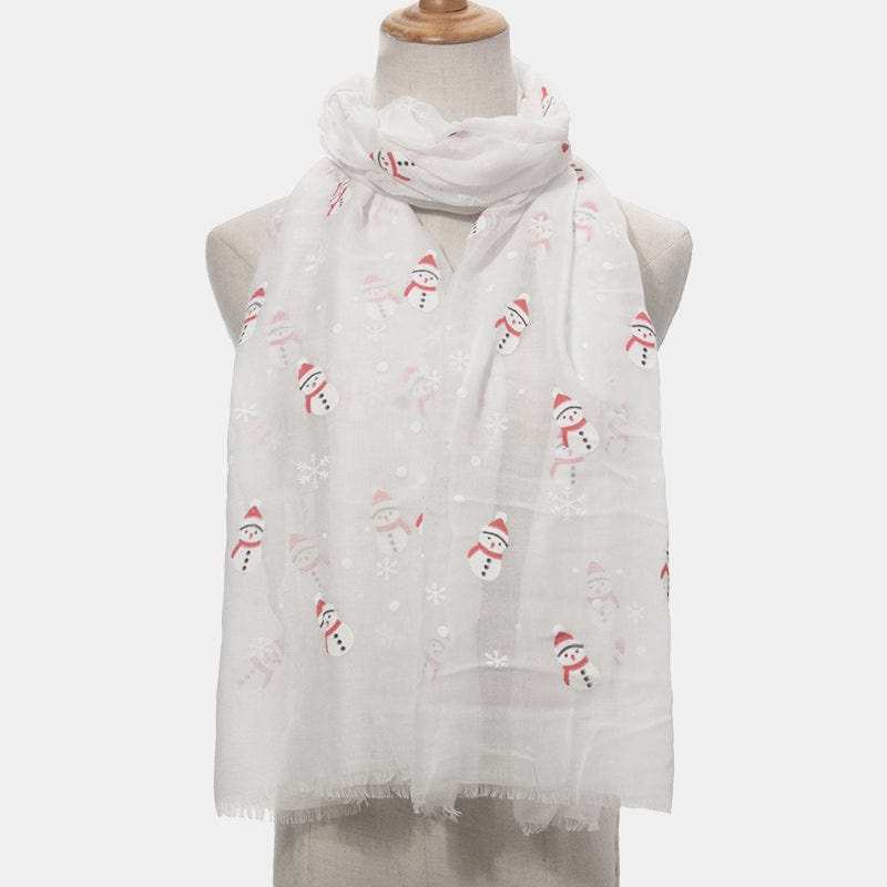 Fringe Snowman Polyester Scarf - Trendsi - Flyclothing LLC