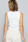 POL Eyelet Stud Detail Scoop Neck Cropped Tank - Trendsi - Flyclothing LLC