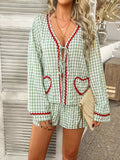 Devine Tie Front Contrast Plaid Shirt and Shorts Set - Trendsi - Flyclothing LLC