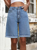 High Waist Denim Shorts - Trendsi - Flyclothing LLC