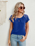 Lace Detail Round Neck Short Sleeve T-Shirt - Trendsi - Flyclothing LLC
