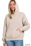 Zenana Fleece Acid Wash Kangaroo Pocket Hoodie - Trendsi - Flyclothing LLC