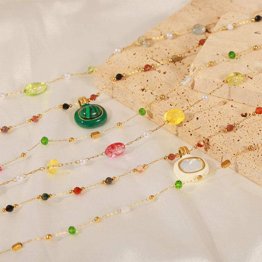 Titanium Steel Gold-plated Bead Necklace - Trendsi - Flyclothing LLC