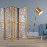84" Clear Capiz Mother of Pearl Folding Three Panel Screen Room Divider - Homeroots - Flyclothing LLC