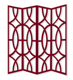 84 X 2 X 84 Red Wood 4 Panel Screen - Homeroots - Flyclothing LLC