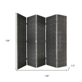 108" Gray Fabric And Wood Folding Five Panel Screen Room Divider - Homeroots - Flyclothing LLC
