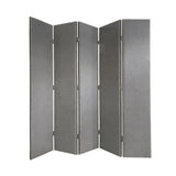 108" Gray Fabric And Wood Folding Five Panel Screen Room Divider - Homeroots - Flyclothing LLC