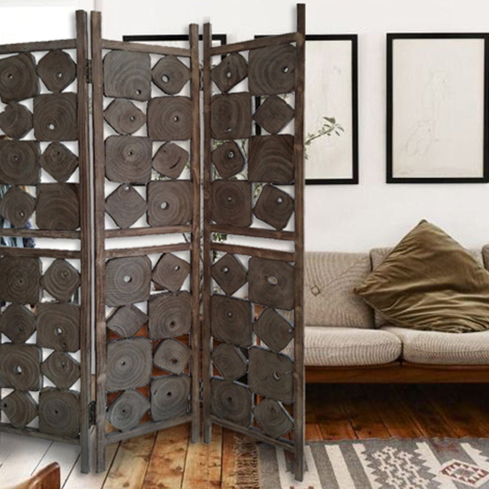 53" X 1" X 71" Weathered Brown Wood Screen - Homeroots - Flyclothing LLC