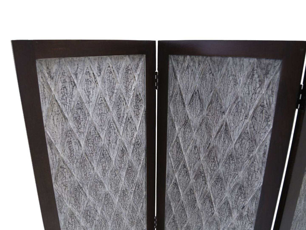 Versatile Dark Wood Three Panel Room Divider Screen - Homeroots - Flyclothing LLC
