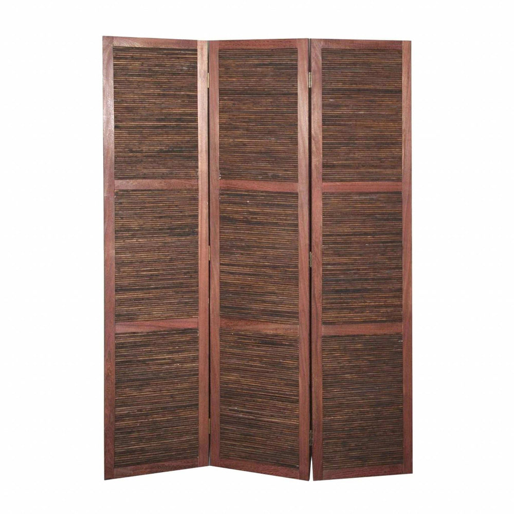 Warm Brown Three Panel Room Divider Screen - Homeroots - Flyclothing LLC