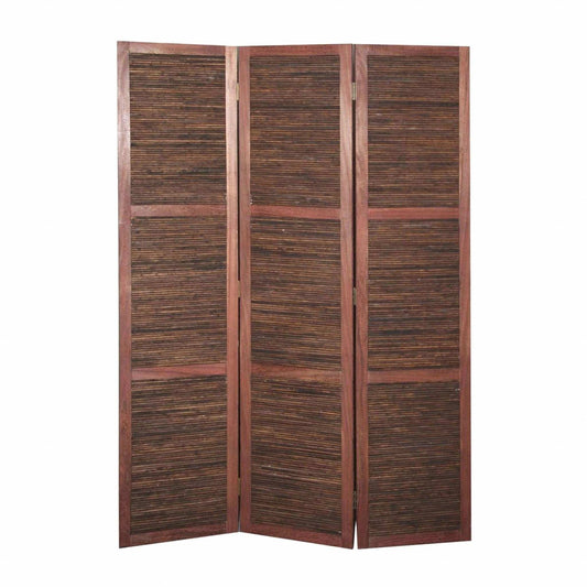 Warm Brown Three Panel Room Divider Screen - Homeroots - Flyclothing LLC
