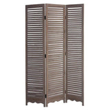 Distressed Light Wood Shutter Three Panel Room Divider Screen - Homeroots - Flyclothing LLC