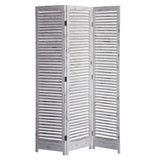 Distressed White Wood Shutter Three Panel Room Divider Screen - Homeroots - Flyclothing LLC