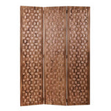 Stunning Carved Brown Wood Room Divider Screen - Homeroots - Flyclothing LLC