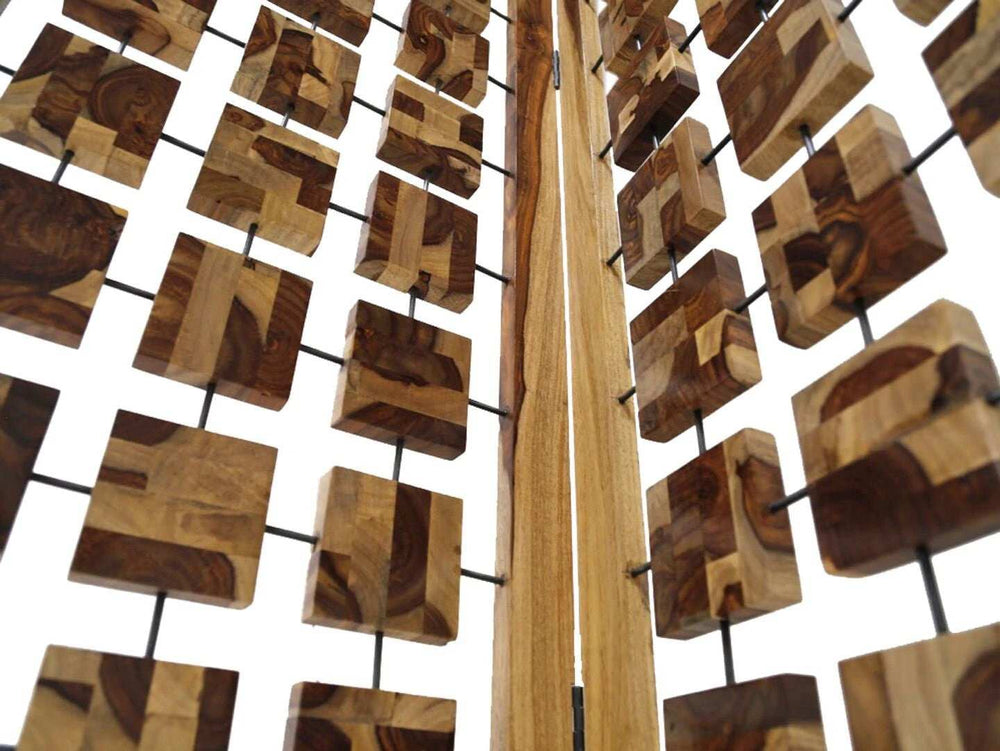 Mod Floating Wood Squares Three Panel Room Divider Screen - Homeroots - Flyclothing LLC